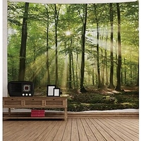 Nature Wall Tapestry Art Decor Blanket Curtain Picnic Tablecloth Hanging Home Bedroom Living Room Dorm Decoration Forest Landscape Sunshine Through Tree
