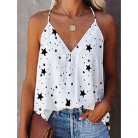 print spaghetti strap sleeveless casual sexy tank tops