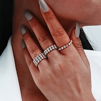 Ring 3-Piece Set Silver Rhinestone Artistic Fashion Classic 3pcs One Size