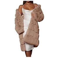 rnuyke women thicken warm winter plus size short faux coat warm furry fauxlong jacket long sleeve outerwear overcoat khaki