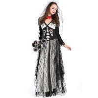 Skeleton / Skull Vampire Ghost Bride Costume Party Prom Women