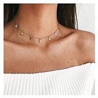 star choker necklace dainty gold and silver star tassel chain pendant statement necklace collar for women girls
