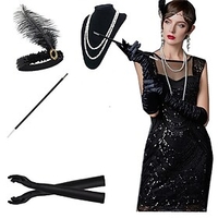 The Great Gatsby Charleston Roaring 20s 1920s Costume Accessory Sets Gloves Necklace Flapper Headband Women