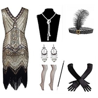 The Great Gatsby Movie / TV Theme Costumes Outfits Roaring 20s 1920s Vintage Inspired Flapper Dress Flapper Headband Prom Dress Halloween Costumes Women