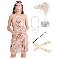 The Great Gatsby Roaring 20s 1920s Cocktail Dress Vintage Dress Flapper Dress Outfits Masquerade Prom Dress Women