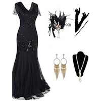The Great Gatsby Roaring 20s 1920s Cocktail Dress Vintage Dress Flapper Dress Outfits Masquerade Prom Dress Women