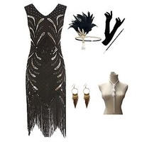 The Great Gatsby Roaring 20s 1920s Cocktail Dress Vintage Dress Flapper Dress Outfits Masquerade Prom Dress Women
