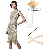 The Great Gatsby Roaring 20s 1920s Cocktail Dress Vintage Dress Flapper Dress Outfits Masquerade Prom Dress Women