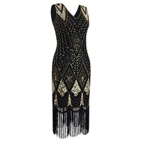 The Great Gatsby Roaring 20s 1920s Vintage Inspired Flapper Costume Cocktail Dress Dress Party Costume Prom Dress Halloween Costumes Women