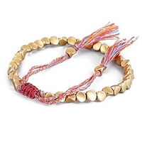 tibetan copper beads bracelet,  handmade tibetan buddhist bracelet braided with cotton copper beads,  lucky rope bracelet bangles for women men thread bracelets