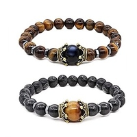 tiger eye bracelet set therapy hematite magnetic bracelets bracelets bring luck crown king queen natural stone beads couple bracelet for men women (a)