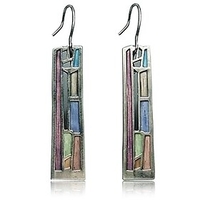 unique handmade bohemian enamel vintage silver bar dangle earrings chic colorful geometric square drop earrings for women statement jewelry