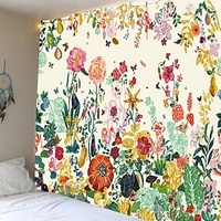 Wall Tapestry Art Decor Blanket Curtain Picnic Tablecloth Hanging Home Bedroom Living Room Dorm Decoration Colorful Floral Plants Flower Blossom