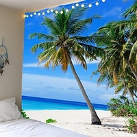 Wall Tapestry Art Decor Blanket Curtain Picnic Tablecloth Hanging Home Bedroom Living Room Dorm Decoration Landscape Sea Ocean Beach Coconut Tree
