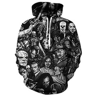 Wishine Unisex Hoodies 3d Digital Print Horror Movie Clown Sweatshirt Pullover Top Black xl Skull Tops