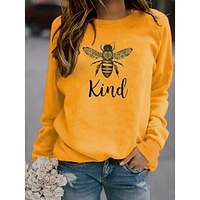 women bee kind sweatshirt long sleeve blouse graphic pullover letter print top (green, x-large)