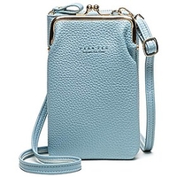 women cross-body pu leather wallet large capacity with card slots adjustable detachable shoulder strap for cell phones under 7 inches bag,  (blue),  m