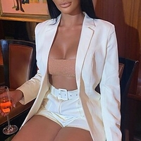 Women Office Lady Sexy Notched Collar Blazer Long-sleeve Solid Color Suits Jacket