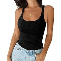 womenamp; s running tank top sexy scoop neck sleeveless cotton ribbed camisole shirts black