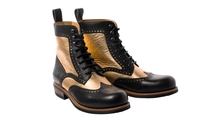 ROKKER Frisco Brogue Limited Edition Black Gold Motorcycle Boots