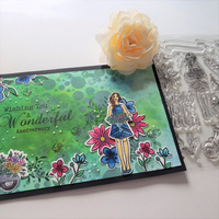 Inloveartshop Beautiful Girl and Flowers Nature Decor Dies with Stamps Set