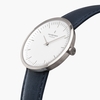 Infinity - White Dial - Silver 32mm Navy Blue Vegan Leather Watch Strap
