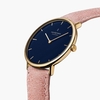 Native - Navy Dial - Gold 36mm Pink Leather Watch Strap