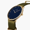 Native - Navy Dial - Gold 40mm Olive Green Nylon Watch Strap