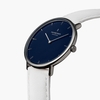 Native - Navy Dial - Gun Metal 36mm White Leather Watch Strap