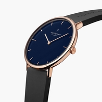 Native - Navy Dial - Rose Gold 40mm Black Rubber Watch Strap