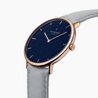 Native - Navy Dial - Rose Gold 40mm Dove Grey Vegan Leather Watch Strap