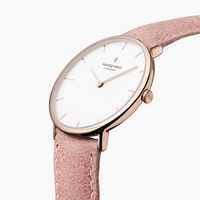 Native - White Dial - Rose Gold 36mm Pink Leather Watch Strap
