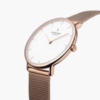 Native - White Dial - Rose Gold 36mm Rose Gold Mesh Watch Strap - Refurbished