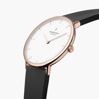 Native - White Dial - Rose Gold 40mm Black Rubber Watch Strap