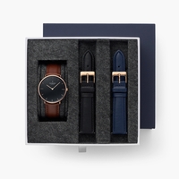 Native Bundle - Black Dial - Rose Gold 40mm Watch Straps Leather Brown / Black / Navy Blue
