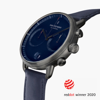 Pioneer - Navy Dial - Gun Metal 42mm Navy Blue Vegan Leather Watch Strap