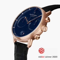 Pioneer - Navy Dial - Rose Gold 42mm Black Croc Leather Watch Strap