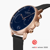 Pioneer - Navy Dial - Rose Gold 42mm Black Mesh Watch Strap