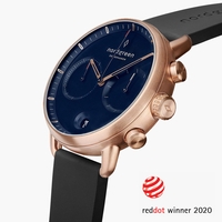 Pioneer - Navy Dial - Rose Gold 42mm Black Rubber Watch Strap