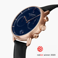 Pioneer - Navy Dial - Rose Gold 42mm Black Vegan Leather Watch Strap