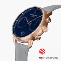 Pioneer - Navy Dial - Rose Gold 42mm Dove Grey Vegan Leather Watch Strap
