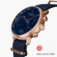 Pioneer - Navy Dial - Rose Gold 42mm Navy Blue Nylon Watch Strap