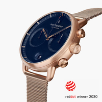 Pioneer - Navy Dial - Rose Gold 42mm Rose Gold Mesh Watch Strap