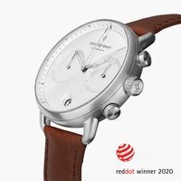 Pioneer - White Dial - Silver 42mm Brown Leather Watch Strap - Refurbished