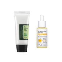 COSRX - Aloe Soothing Sun Cream SPF50+ PA+++ - 50ml + APLB - Retinol Vitamin C Vitamin E Ampoule Serum - 40ml Set