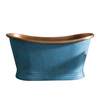 Baignoire à double dos rétro - En cuivre – Cuivre avec extérieur bleu patiné - 150 cm – Sienna