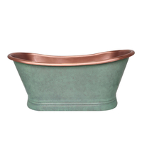 Baignoire à double dos rétro - En cuivre – Cuivre avec extérieur vert-de-gris - 150 cm – Sienna