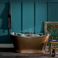 Baignoire à double dos rétro – Cuivre ancien avec intérieur nickel - 150 cm x 72, 5 cm – Sienna