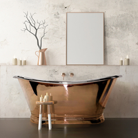 Baignoire à double dos rétro – Cuivre avec intérieur nickel - 150 cm x 72, 5 cm – Sienna