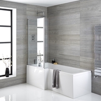 Baignoire asymétrique d’angle gauche – 170 cm x 85 cm – Choix de tabliers,  paroi et bonde - Sandford